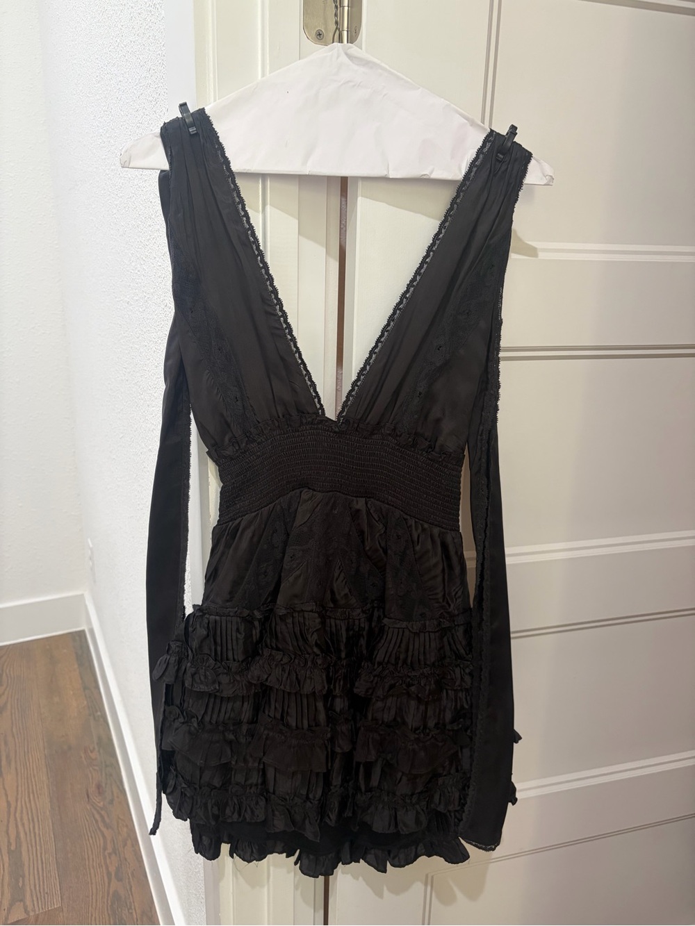 LoveShackFancy Black Halter Ruffle Mini Dress - Picture 4 of 4